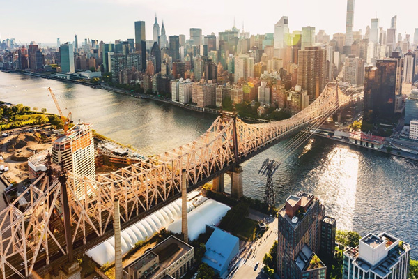 Queens skyline and East River view in NYC