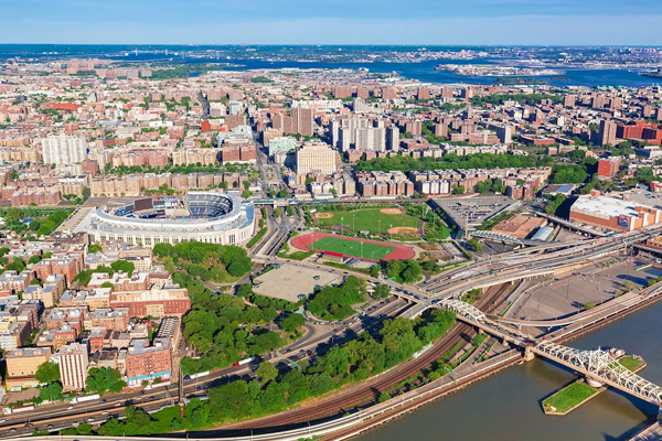 Aerial view of the Bronx neighborhood in New York City